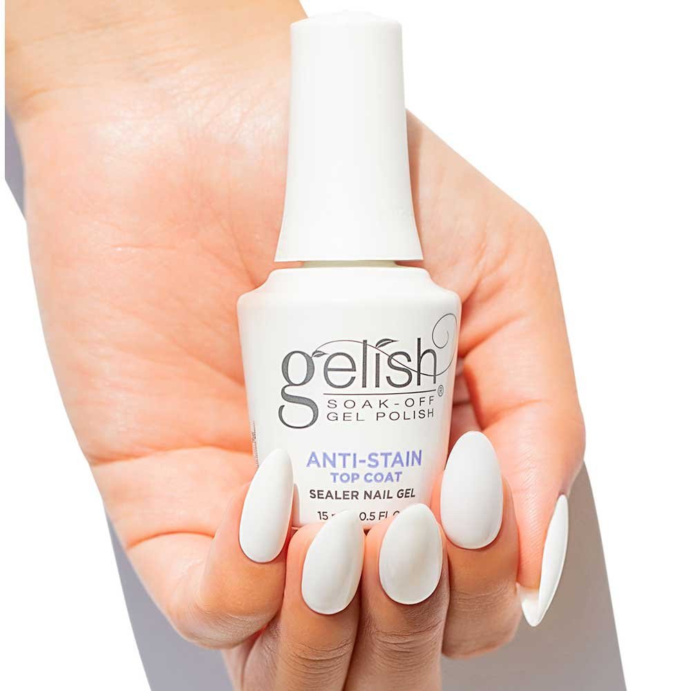 Viršutinis gelinio lako sluoksnis, saugantis nuo dėmių ir pageltimo Gelish Anti Stain Top Coat 15 ml. - Image 2